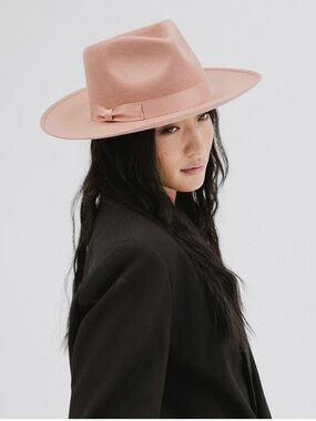 GIGI PIP Wide-Brim Felt Hat in Dusty Pink
